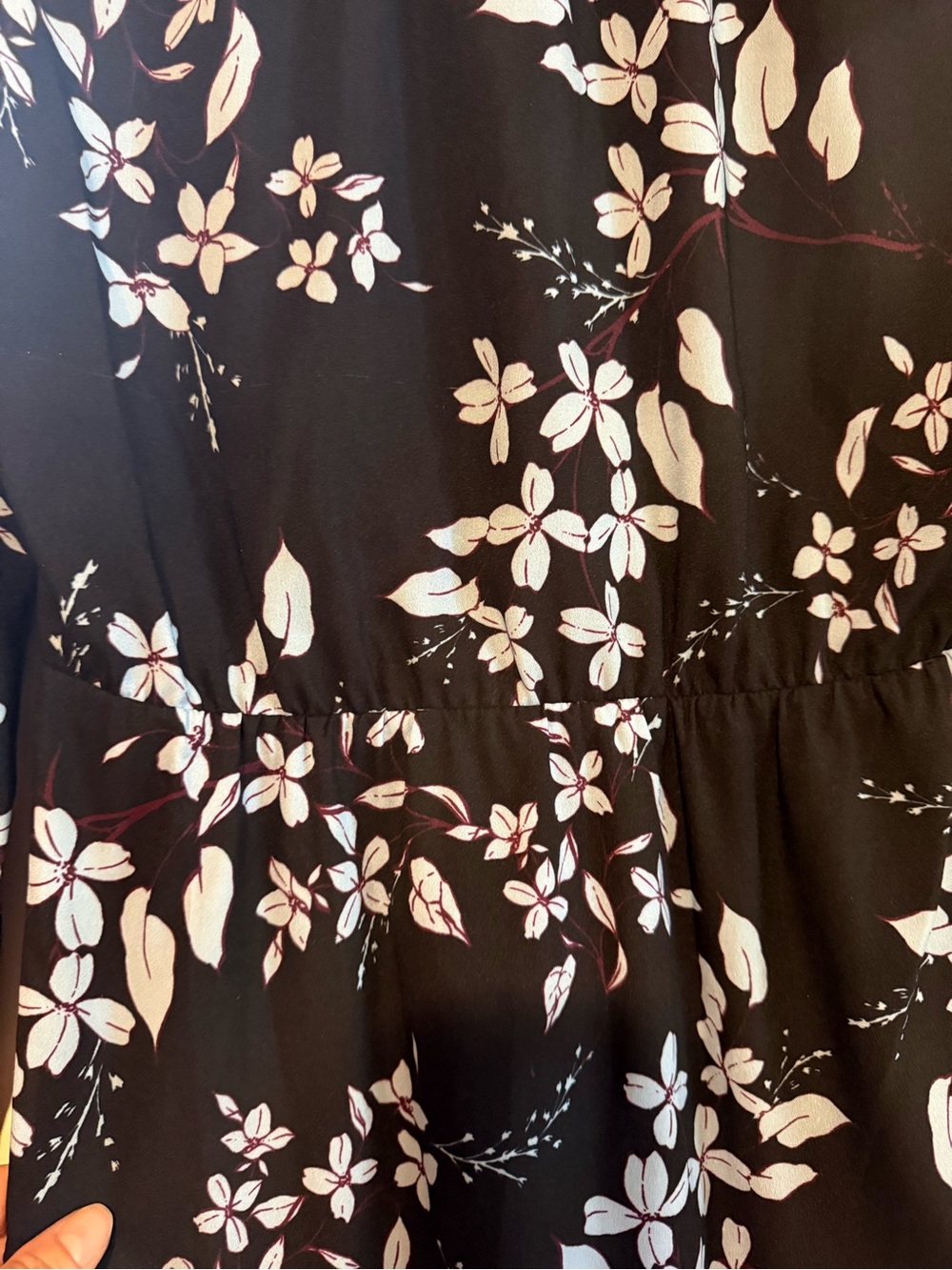PARKER Black Floral Ruffled Long-Sleeve Dress with Blue Blossoms - Picture 6 of 8